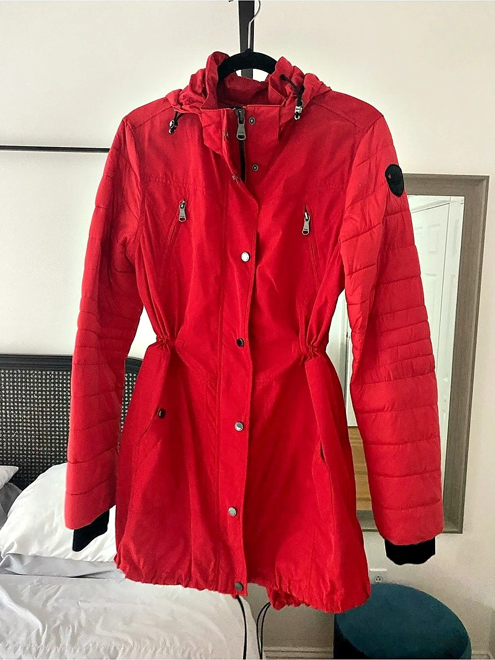 Pajar Red Lightweight Puffer Cinched Waist Jacket Size Large